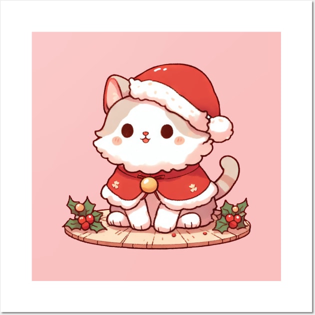Cute Christmas Kitty Wall Art by Takeda_Art